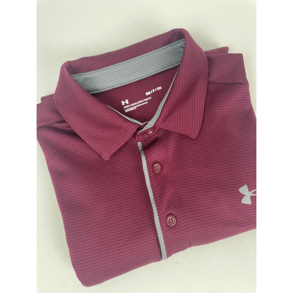 Under Armour Polo Shirt Men’s S Maroon/Gray Logo Short Sleeve
